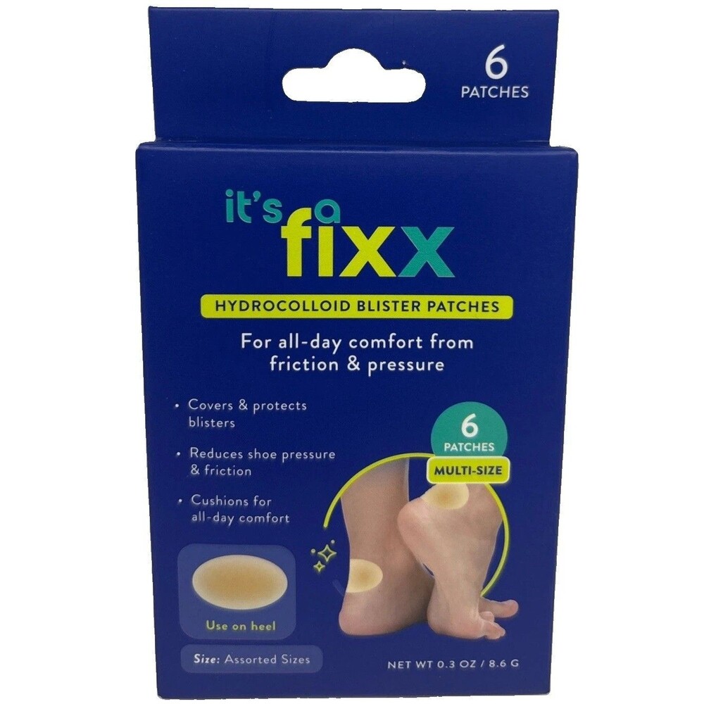 It’s A Fixx Hydrocolloid Blister Patches 6 Count Multi-Size Heel Cushions